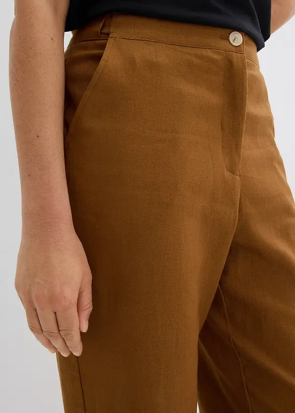 High Waist-bukse i lin-viskosemiks med kortere benlengde, bonprix