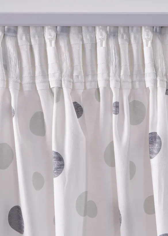 Gardin i resirkulert polyester med prikkemønster (1-pack), bonprix