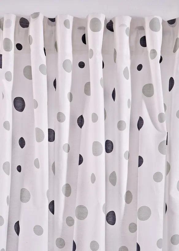 Gardin i resirkulert polyester med prikkemønster (1-pack), bonprix