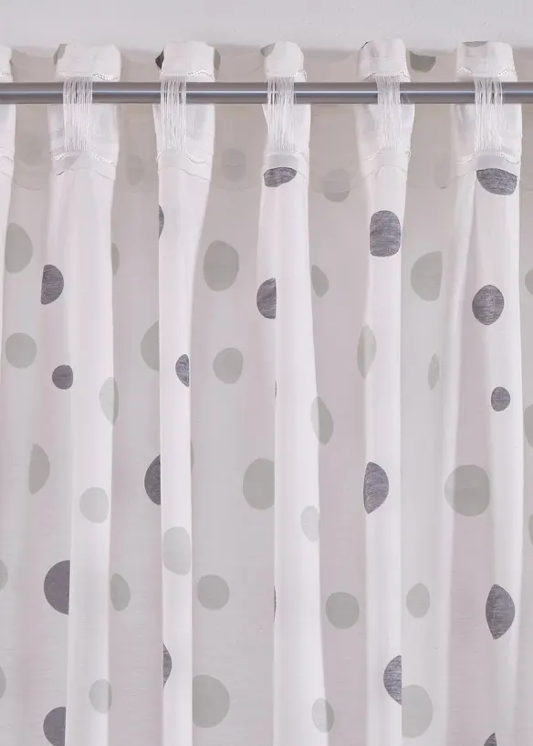 Gardin i resirkulert polyester med prikkemønster (1-pack), bonprix