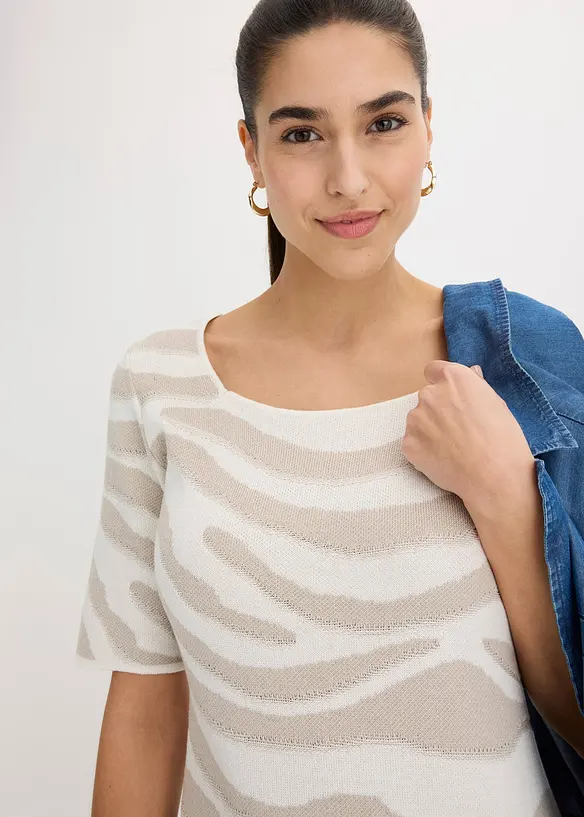 Strikket kjole med jacquardmønster, bonprix