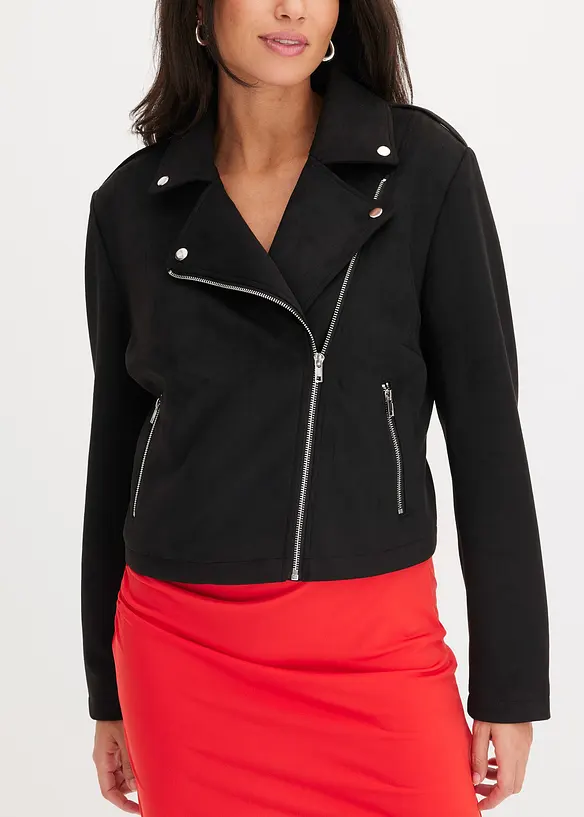 Jakke i imitert semsket skinn, cropped, bonprix