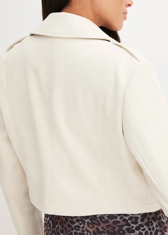 Jakke i imitert semsket skinn, cropped, bonprix