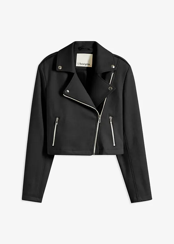 Jakke i imitert semsket skinn, cropped, bonprix