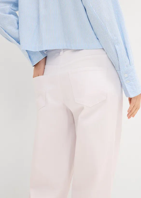 Wide Leg-jeans, Mid Waist, med belte, bonprix