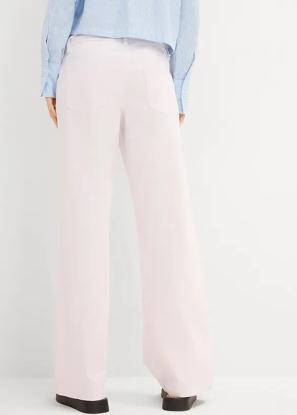 Wide Leg-jeans, Mid Waist, med belte, bonprix