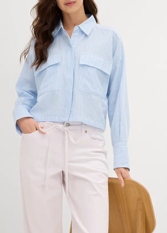 Wide Leg-jeans, Mid Waist, med belte, bonprix
