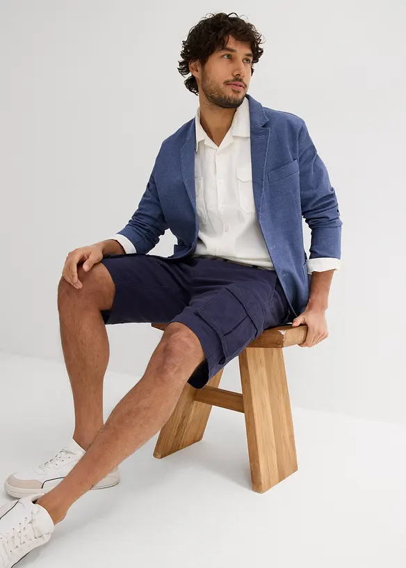 Regular Fit-cargo-bermudashorts i lin-miks med belte, bonprix