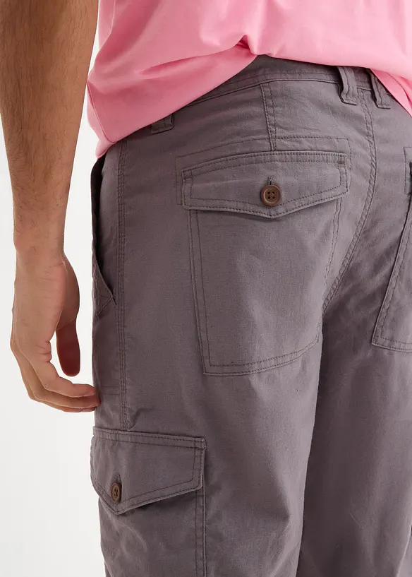 Lang cargo bermudashorts i lett linmiks, Regular Fit, bonprix