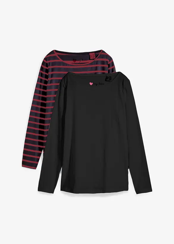 Langermet topp med båthals (2-pack), bonprix