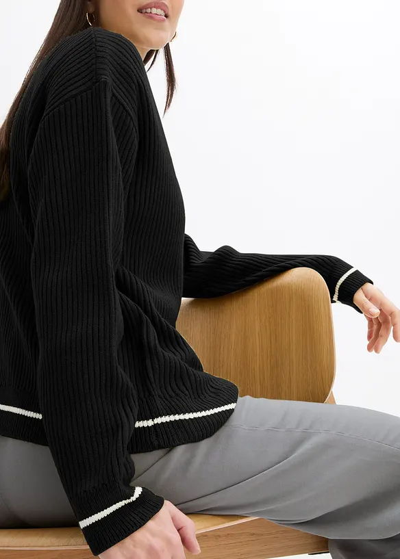 Oversized cardigan med broderi, bonprix