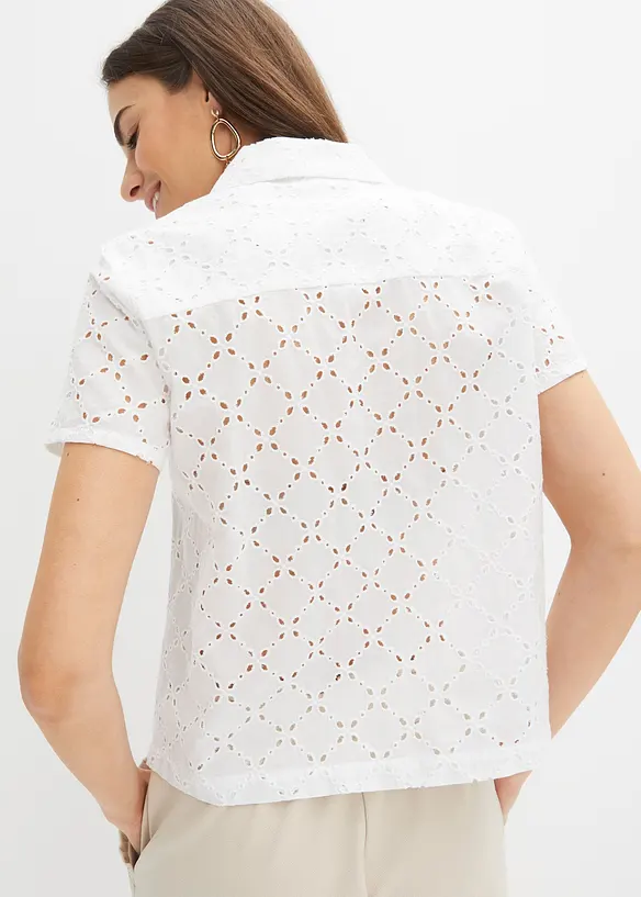 Moderne bluse med hullbroderi, bonprix