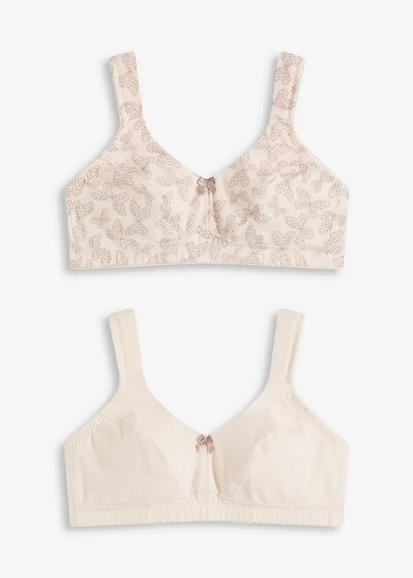 BH uten bøyle, med økologisk bomull (2-pack), bonprix