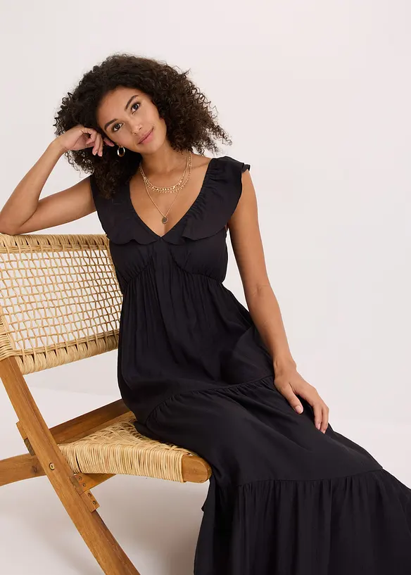 Ermeløs kjole i lett viskosemiks, bonprix