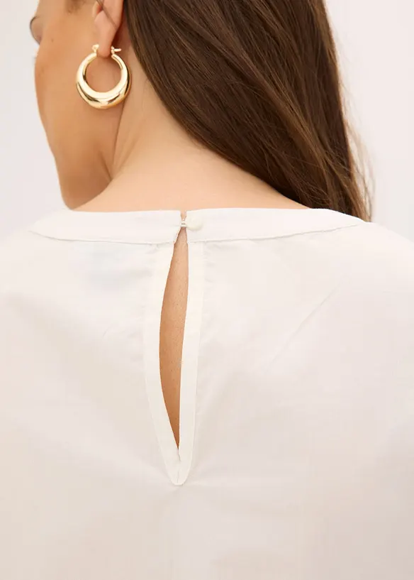 Kortermet bluse med blonder, bonprix