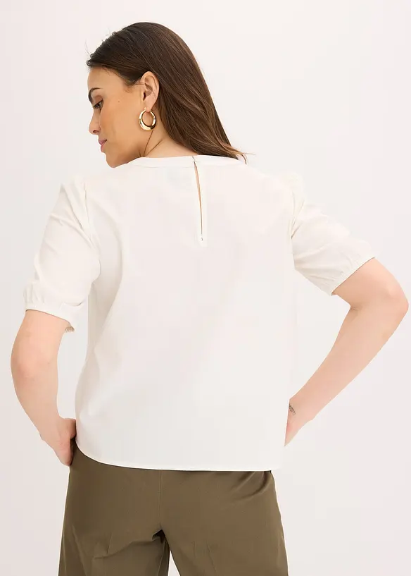 Kortermet bluse med blonder, bonprix