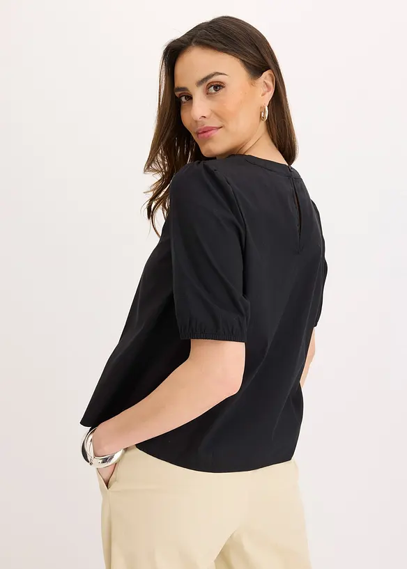 Kortermet bluse med blonder, bonprix