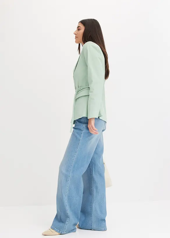 Twill-blazer med stretch og knytebelte, bonprix