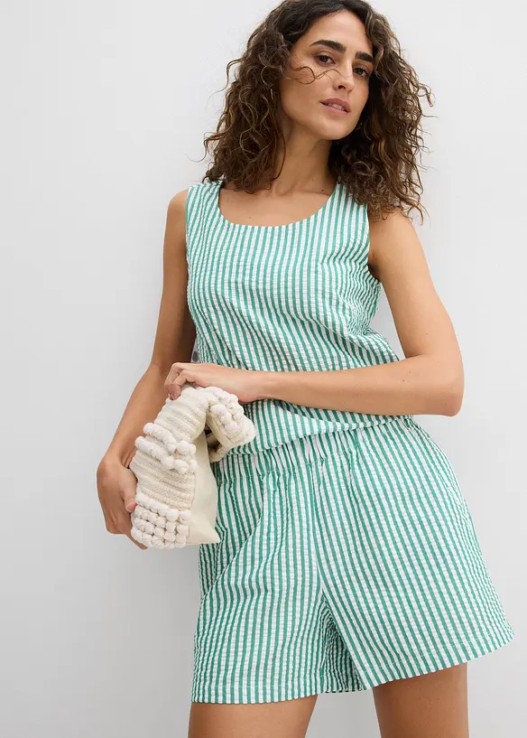 Pull on-shorts i 100% bomull med stripemønster, bonprix