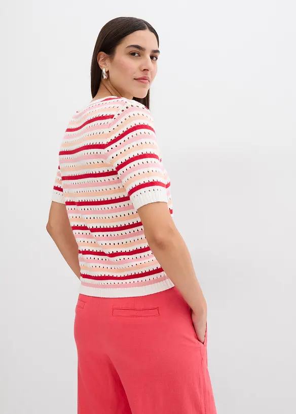 Strikket topp med stripemønster, bonprix