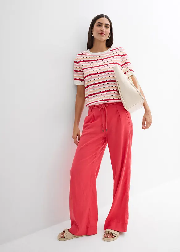 Strikket topp med stripemønster, bonprix