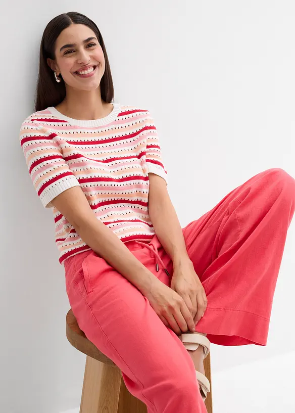 Strikket topp med stripemønster, bonprix