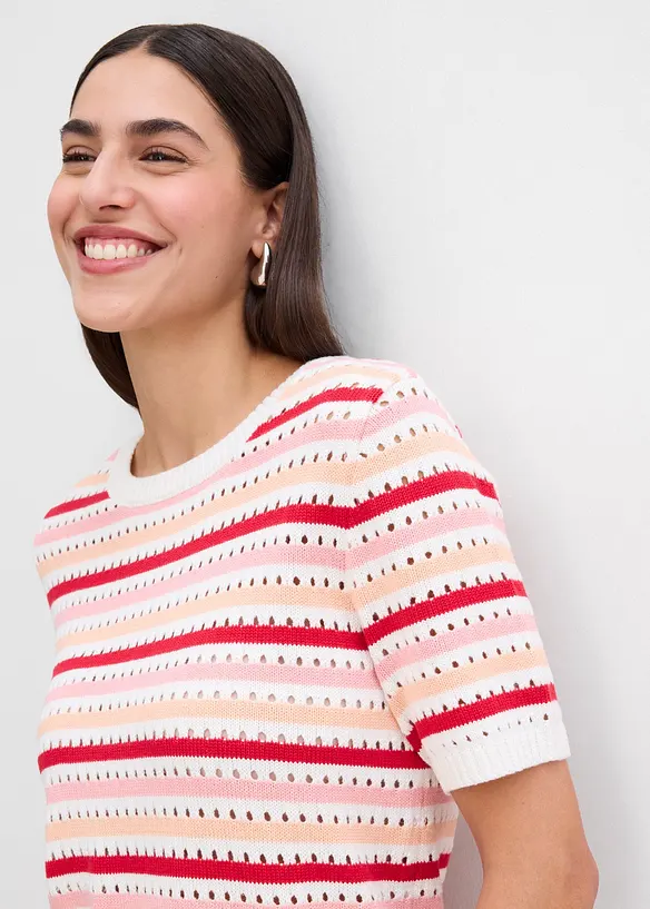 Strikket topp med stripemønster, bonprix