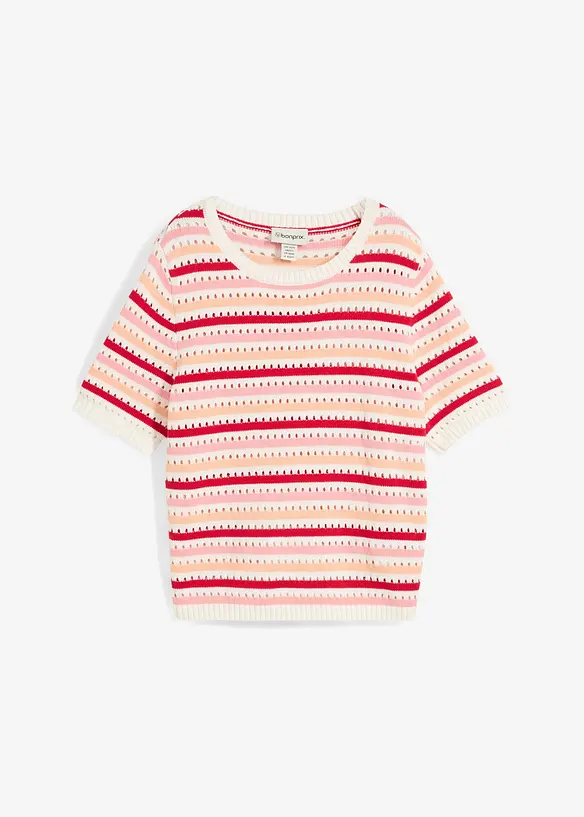 Strikket topp med stripemønster, bonprix