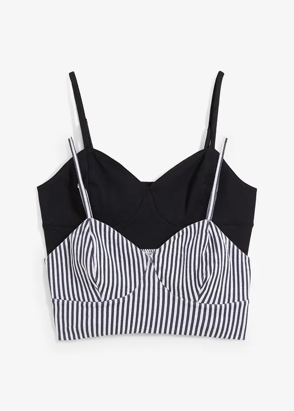 Cropped topp i 100% økologisk bomull (2-pack), bonprix