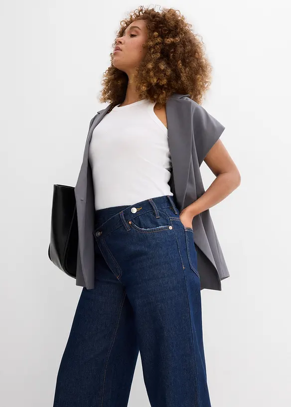 Wide Leg-jeans Mid Waist, Low Stretch, bonprix
