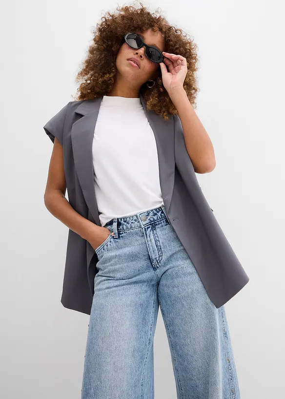 Loose Straight-jeans Mid Waist, Low Stretch, bonprix