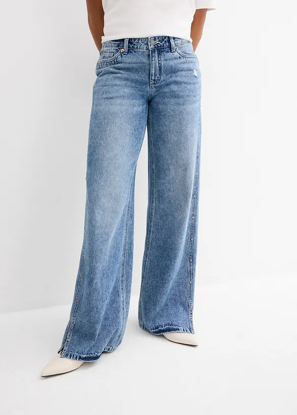 Loose Straight-jeans Mid Waist, Low Stretch, bonprix