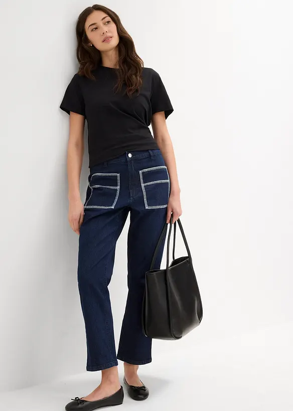 Straight-jeans High Waist, cropped, bonprix