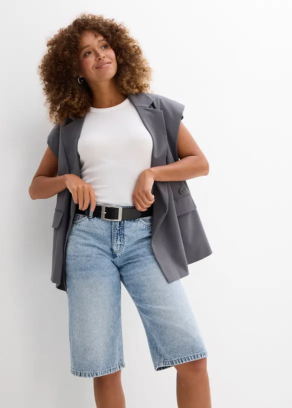 Bermudashorts i denim Mid Waist, Low Stretch, bonprix