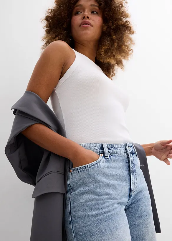 Bermudashorts i denim Mid Waist, Low Stretch, bonprix