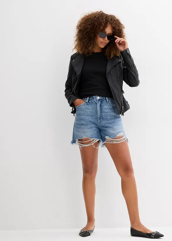 Jeansshorts High Waist, Low Stretch, bonprix