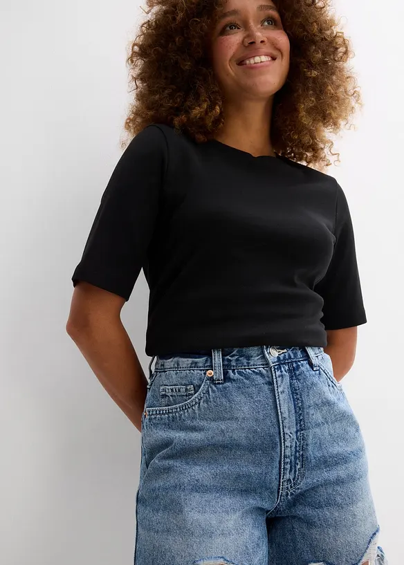 Jeansshorts High Waist, Low Stretch, bonprix