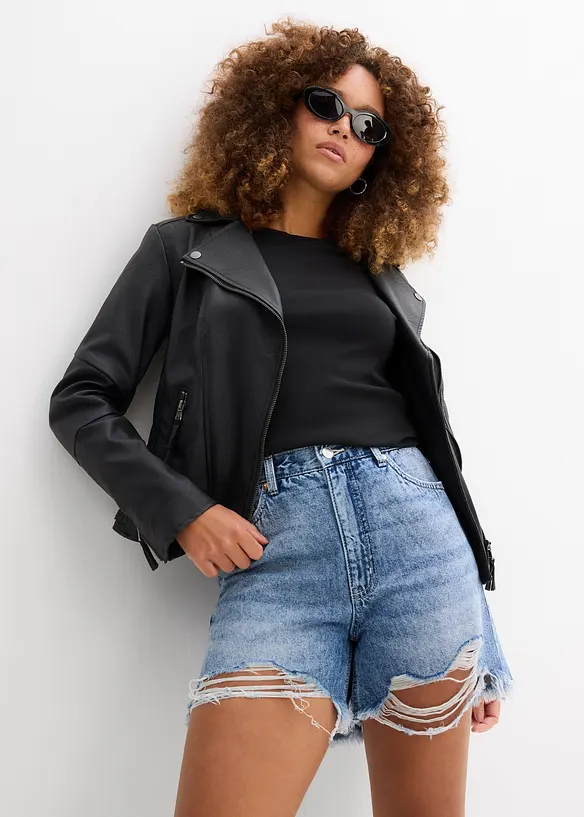 Jeansshorts High Waist, Low Stretch, bonprix