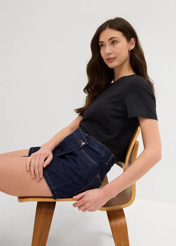 Bukseskjørt i denim, Mid Waist, bonprix