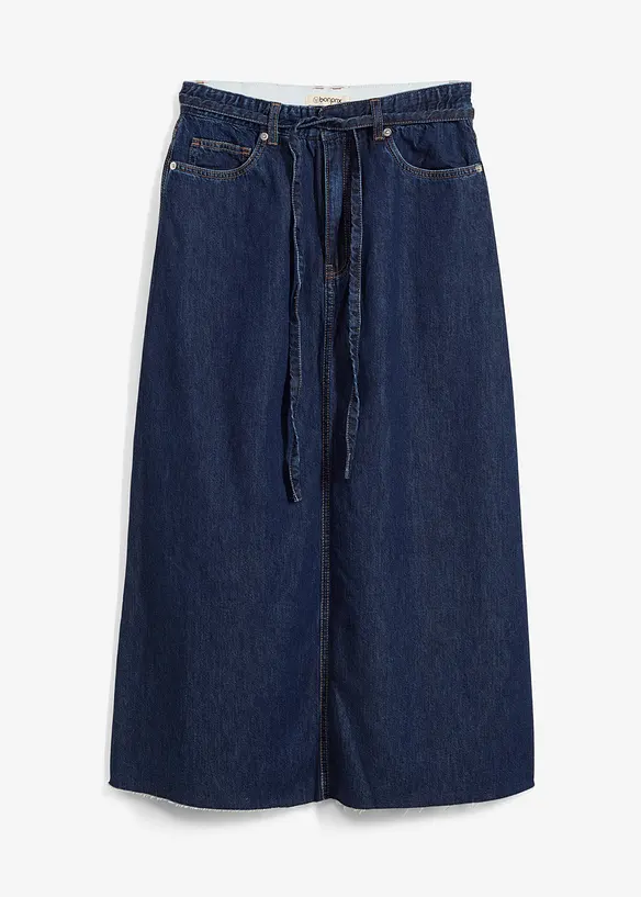 Jeansskjørt Mid Waist, midi lengde, Super Soft, bonprix