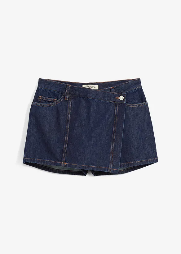 Bukseskjørt i denim, Mid Waist, bonprix