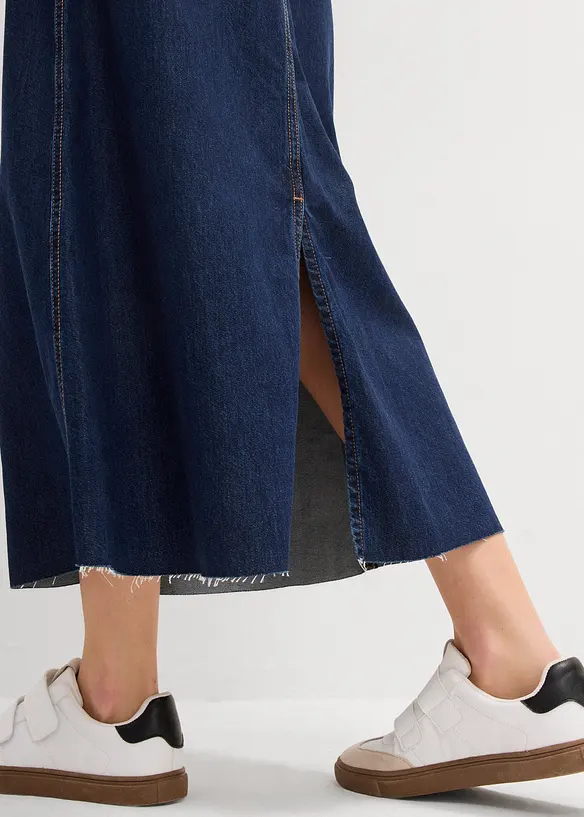 Jeansskjørt Mid Waist, midi lengde, Super Soft, bonprix