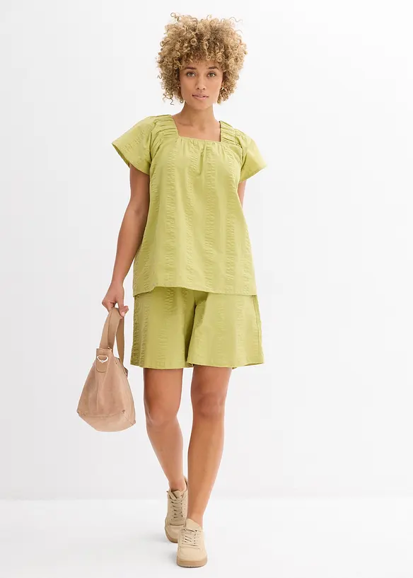 Pull on-shorts i bomullskrepp, bonprix