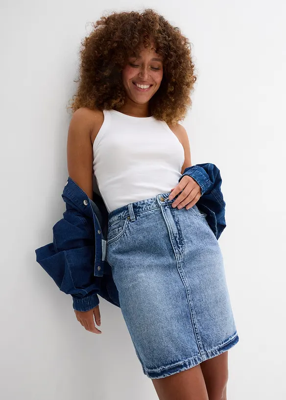 Denimskjørt Mid Waist, Low Stretch, bonprix