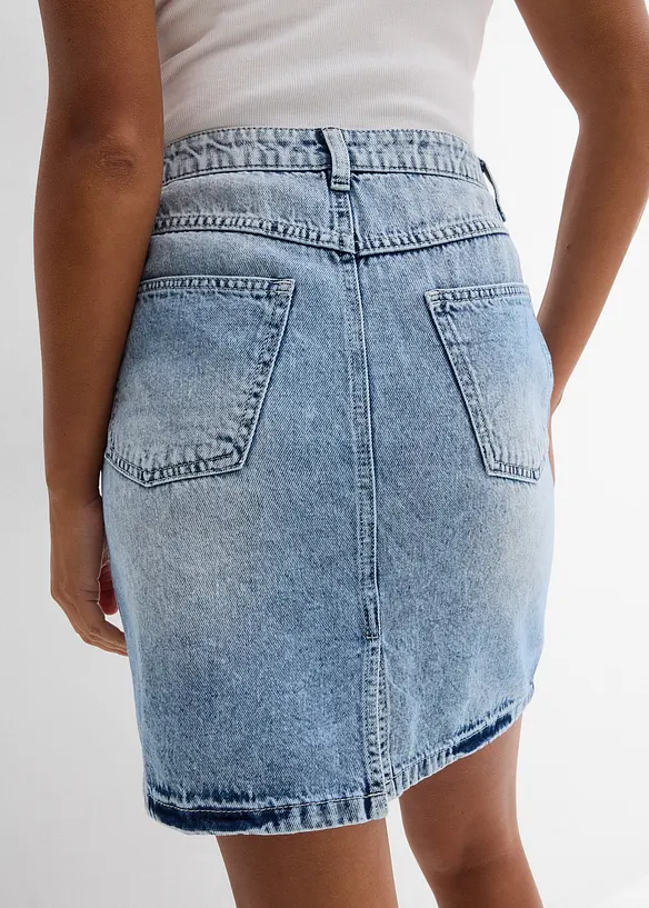 Denimskjørt Mid Waist, Low Stretch, bonprix