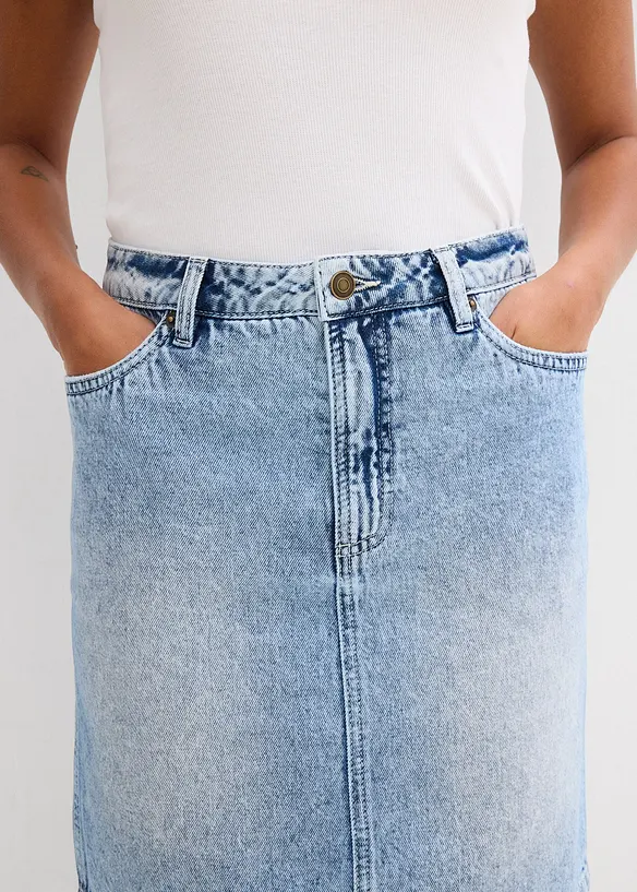 Denimskjørt Mid Waist, Low Stretch, bonprix