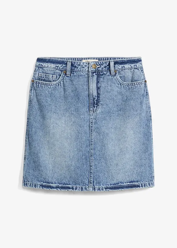 Denimskjørt Mid Waist, Low Stretch, bonprix