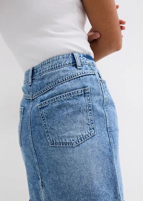 Denimskjørt Mid Waist, Low Stretch, bonprix