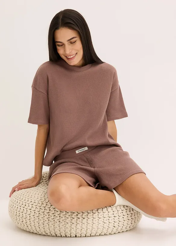 Loungewear-kosedress med shorts i vaflet jersey, bonprix