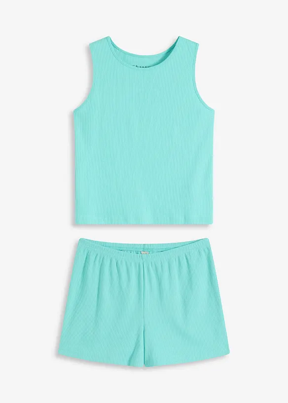 Ribbet shorty-pyjamas av bomull, bonprix